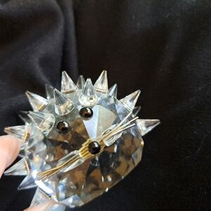 Swarovski Crystal Vintage Medium Size Hedgehog W Wire Whiskers Black Eyes
